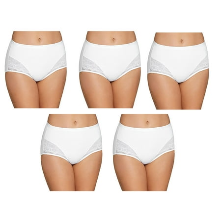 

5 pc Vanity Fair Women s Smoothing Comfort Mesh & Lace Panties 13267 White Size 7