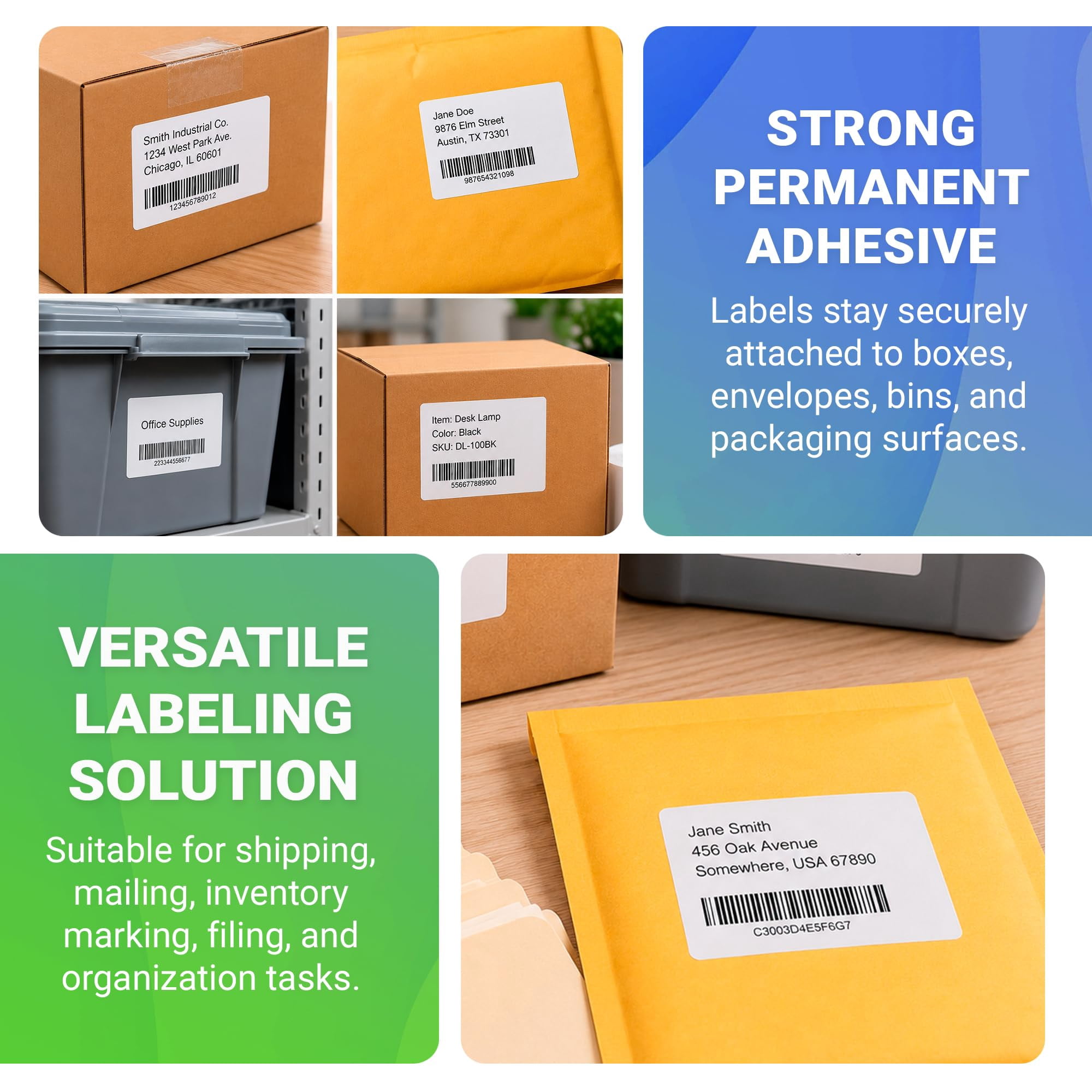 Shipping Labels White Matte Permanent Adhesive Laser Sheet Labels 30000 count 2.625 x 1 in