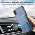 thumbnail image 6 of Allytechgroup Cards Holder Back Case for iPhone X/ iPhone XS, Vintage PU Leather TPU Shockproof Slim Kickstand Anti-Drop Protective Wallet Phone Case Cover for Apple iPhone X/ iPhone XS, Blue, 6 of 8