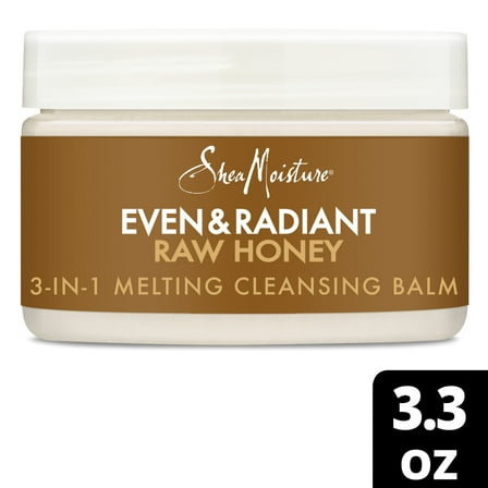 SheaMoisture Even & Radiant Face Cleanser For Uneven Skin Tone and Dark Spots 3-in-1 Cleansing Balm With Raw Honey 3.2 oz