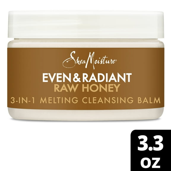 SheaMoisture Even & Radiant Face Cleanser For Uneven Skin Tone and Dark Spots 3-in-1 Cleansing Balm With Raw Honey 3.2 oz