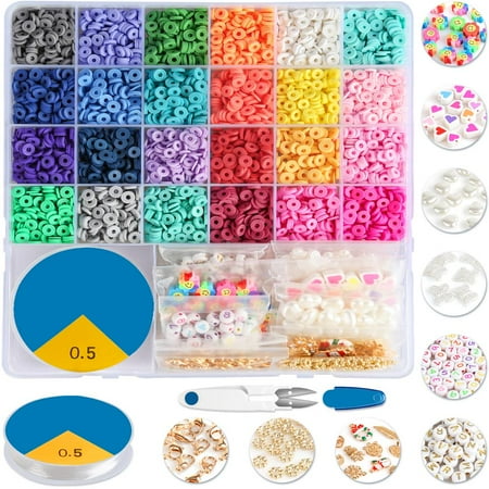 FGY 5540PCS Clay Beads Kit 24 Colors 6mm, DIY Bead Bracelet Kit for Necklaces Jewelry Making