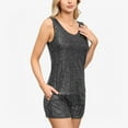 thumbnail image 3 of Women's Sequin Tank Top Sleeveless Scoop Neck Sparkly Party Blouse - Small, Black and Silver, 3 of 6