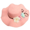 thumbnail image 3 of Sombreros de paja de verano con flores de fantasía para mujer y niña, sombrero de playa para el sol flexible con rosado Colcomx  Gorra Derby para mujer, 3 of 8