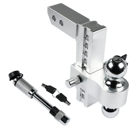 Mustrod Fits 2" Receiver Trailer Hitch Adjustable 8" Drop/Rise 12500 LBS 2" & 2-5/16" Ball w/Anti-Theft Hitch Pin