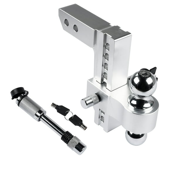 Mustrod Fits 2" Receiver Trailer Hitch Adjustable 8" Drop/Rise 12500 LBS 2" & 2-5/16" Ball w/Anti-Theft Hitch Pin