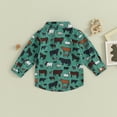 thumbnail image 4 of Okbabeha Toddler Baby Western Clothes Boy Long Sleeve Button Down Shirt Cow Print Blouse Tops Boys Fall Outfits, 4 of 7
