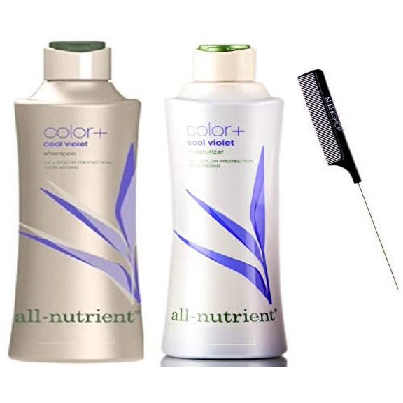 All-Nutrient Color COOL VIOLET Shampoo & Moisturizer DUO SET, Color Plus Depositing Tones to Add Hint of Hair Color Dye (w/ Sleek Comb) (8.4 oz 8.4 oz KIT)