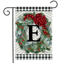 Briarwood Lane Winter Wreath Monogram Letter E Garden Flag