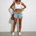 thumbnail image 6 of CIENVNSTG Womens Mid-High Waisted Jean Shorts Ripped Cutoff Denim Shorts Stretchy Summer Short Pants Casual Distressed 2026 Summer Clothes with Pockets Light Blue 2XL, 6 of 6