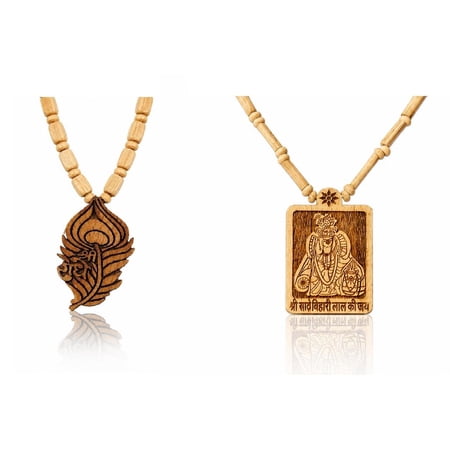 Devotional Combination of Shri Radha Pendant Tulsi Mala and exquisite Shri Bihariji Tulsi mala | Spiritual Pendant Necklace