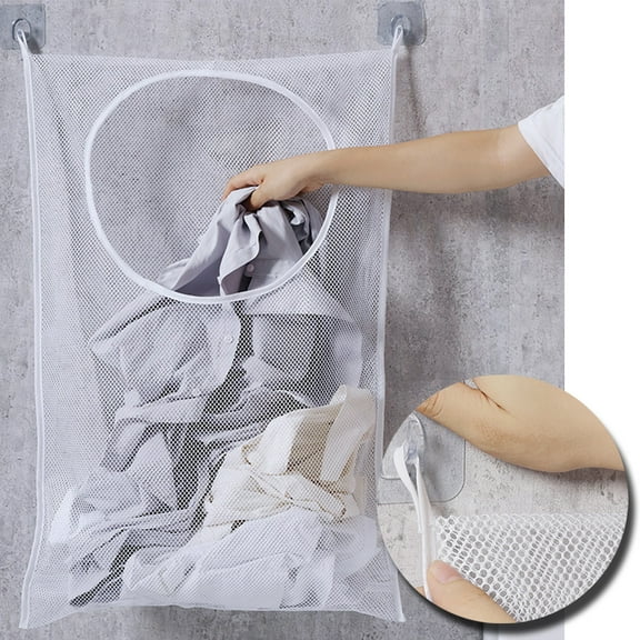 Travelwant 2Packs Hanging Laundry Hamper Bag with Free Adjustable Stainless Steel Door Suction Cup Hooks, Best Choice for Holding Dirty Clothes and Saving Space