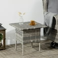 thumbnail image 2 of Outsunny Rattan End Table with Full Woven Top, Outdoor Coffee Table, Grey, 2 of 10