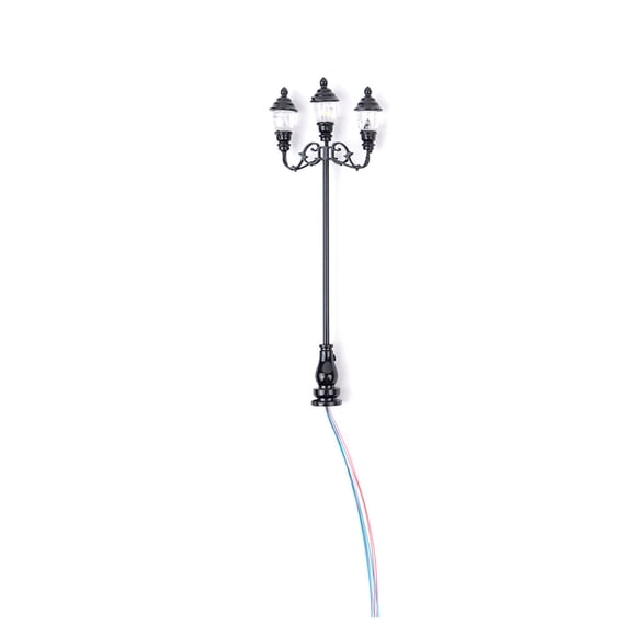 1:87 Trains Railway Street Light 3 Head Model Making Lamp Decorative Microlandschaft Lamps for Building Sand Table Decoration Black/white light