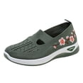 thumbnail image 3 of IEMIEMIEM Orthopedic Casual Shoes for Women Arch Support Sneakers Breathable Non Slip Flower Embroidered Slip On Walking Shoes Knitted Mesh Stretch Soft 2026 Orthopedic Shoes Green 9 Wide, 3 of 8