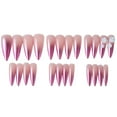 thumbnail image 3 of Silver Shimmer Fake Nails Wearable Long Gradient Fake Nail for Women and Girls Perfect Gift  Glue Models XZ232, 3 of 8