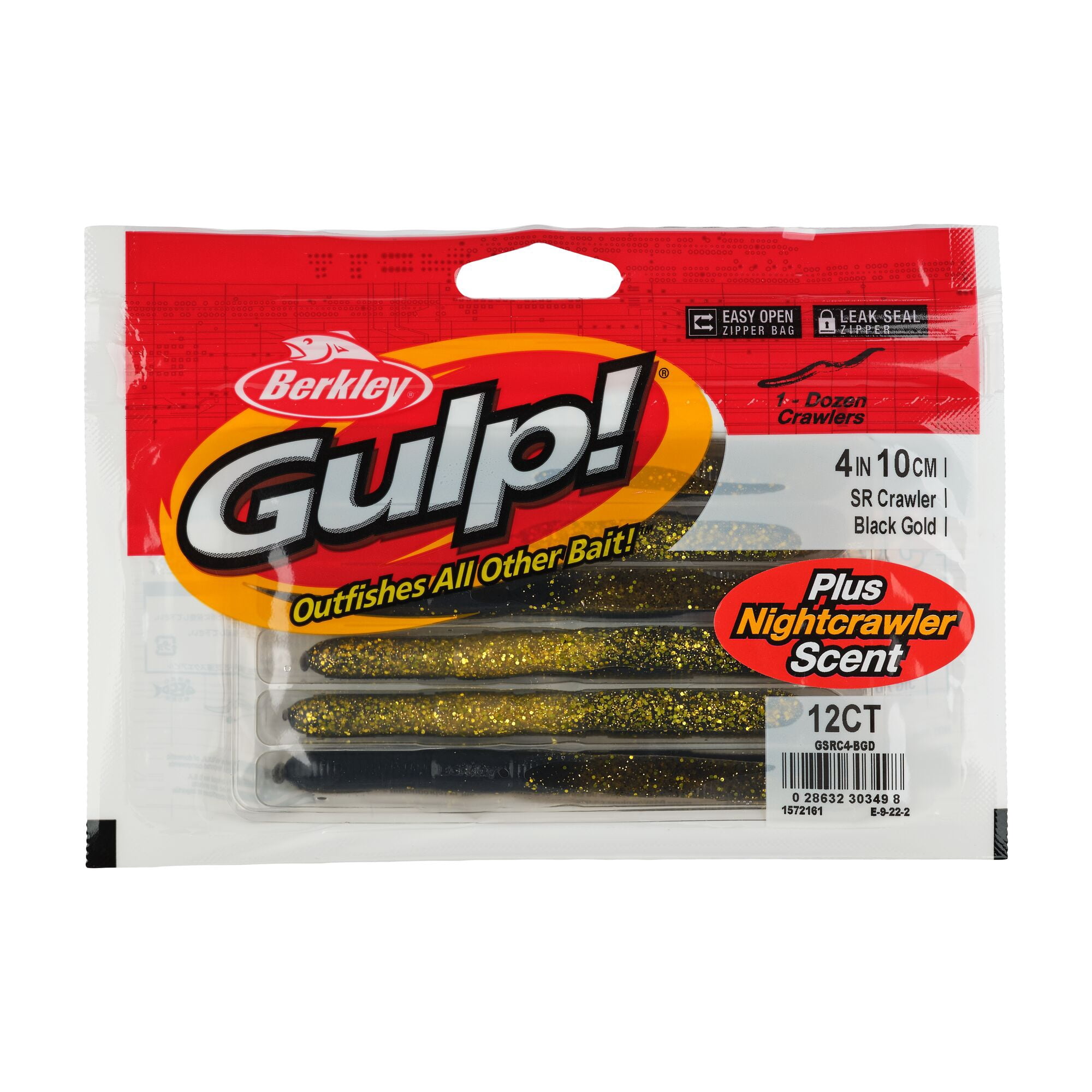 Berkley Gulp!® SR Crawler, 4 in, Worms, Black Gold (12 Count)