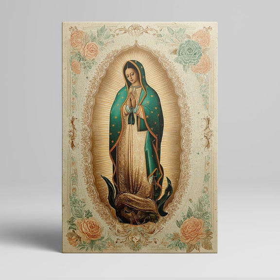 1pc Virgin of Guadalupe Framed Canvas Wall Art - Vintage - Inspired Decor room hanging Wall Picture Decor for Home Gifts, living room, bathroom, bedroom, kitchen wall art decor canvas wall art