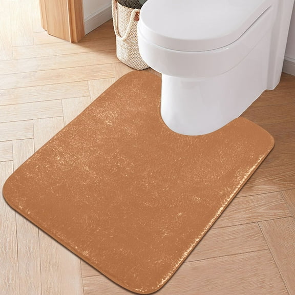 Toilet Rug U-Shaped Bathroom Rugs Non-Slip Soft Plush Machine Washable Contour Bath Mat Brown 24x20