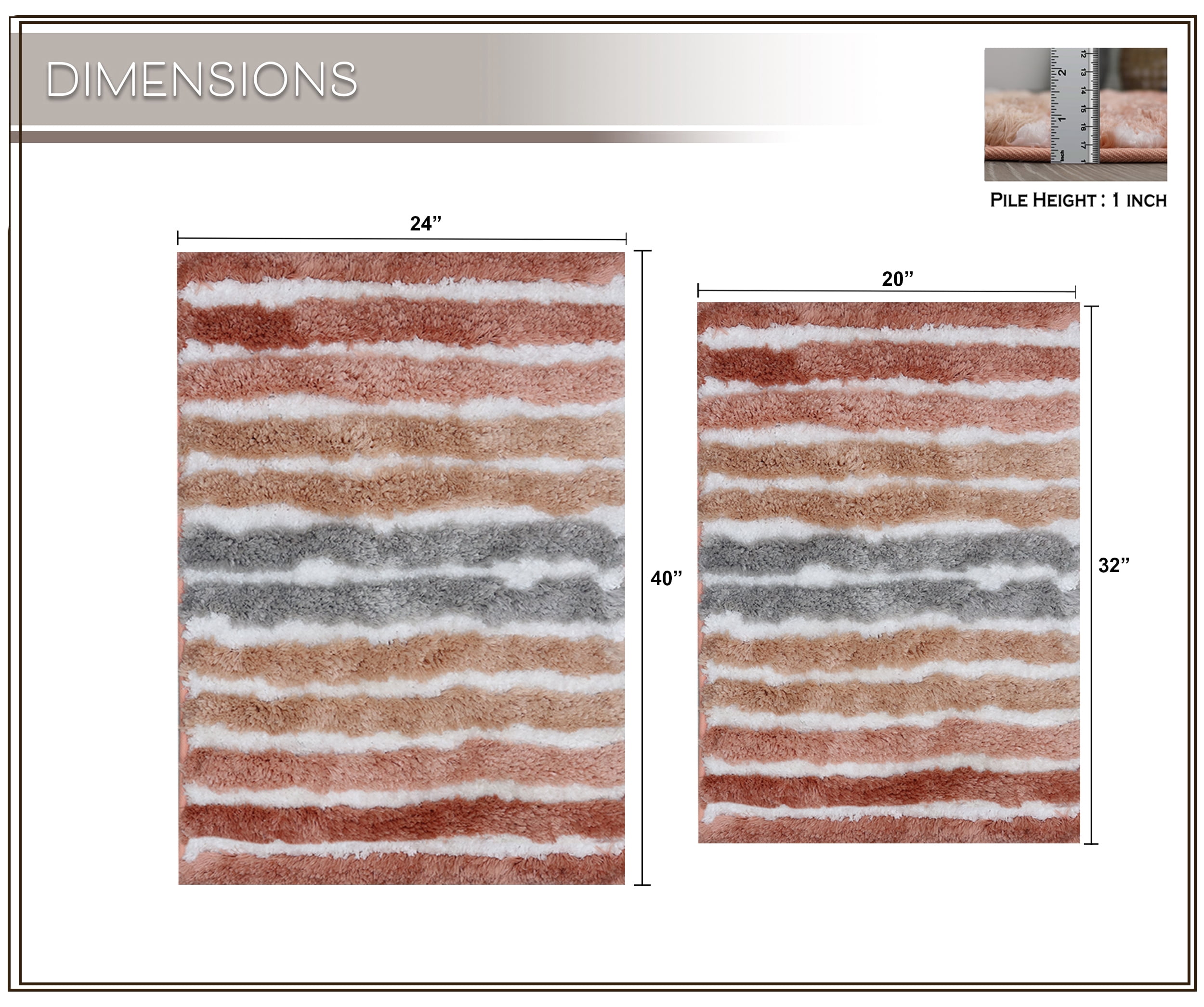 Bathroom Rugs Set of 2, Soft Microfiber Bath Mats, Absorbent & Quick Drying, Non-Slip Rubber Backing, Machine Washable Bathroom Floor Mats for Tub, Shower, Sink – 20x32, 24x40 Coral