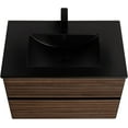 thumbnail image 2 of Blossom Annecy 30" Wall Mounted Vanity | Dark Walnut Strip | Matte Black Ceramic Sink | Floating Bathroom Cabinet, 2 of 8