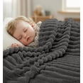 thumbnail image 3 of Utopia Bedding Grey Striped Fleece Blanket Queen Size  Fluffy, Warm & Lightweight Ribbed Throw for Bed, Sofa & Chair - Soft Cozy Blanket for Home Decor & Gifting (90x90 Inches), 3 of 7