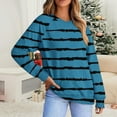thumbnail image 2 of Otntypg Fall Womens Baggy Sweatshirts Lightweight Casual Striped Color Block Printed Long Sleeve Oversized Crewneck Pullover Tops with Pockets Trendy Basic Tunic Outfit Clothes Dark Blue M, 2 of 5