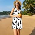 thumbnail image 2 of Horeoi Black Rabbit Print Women's Sleeveless Dress Cotton-like Flared Hem Deep Side Pockets Above-Knee, 2 of 6