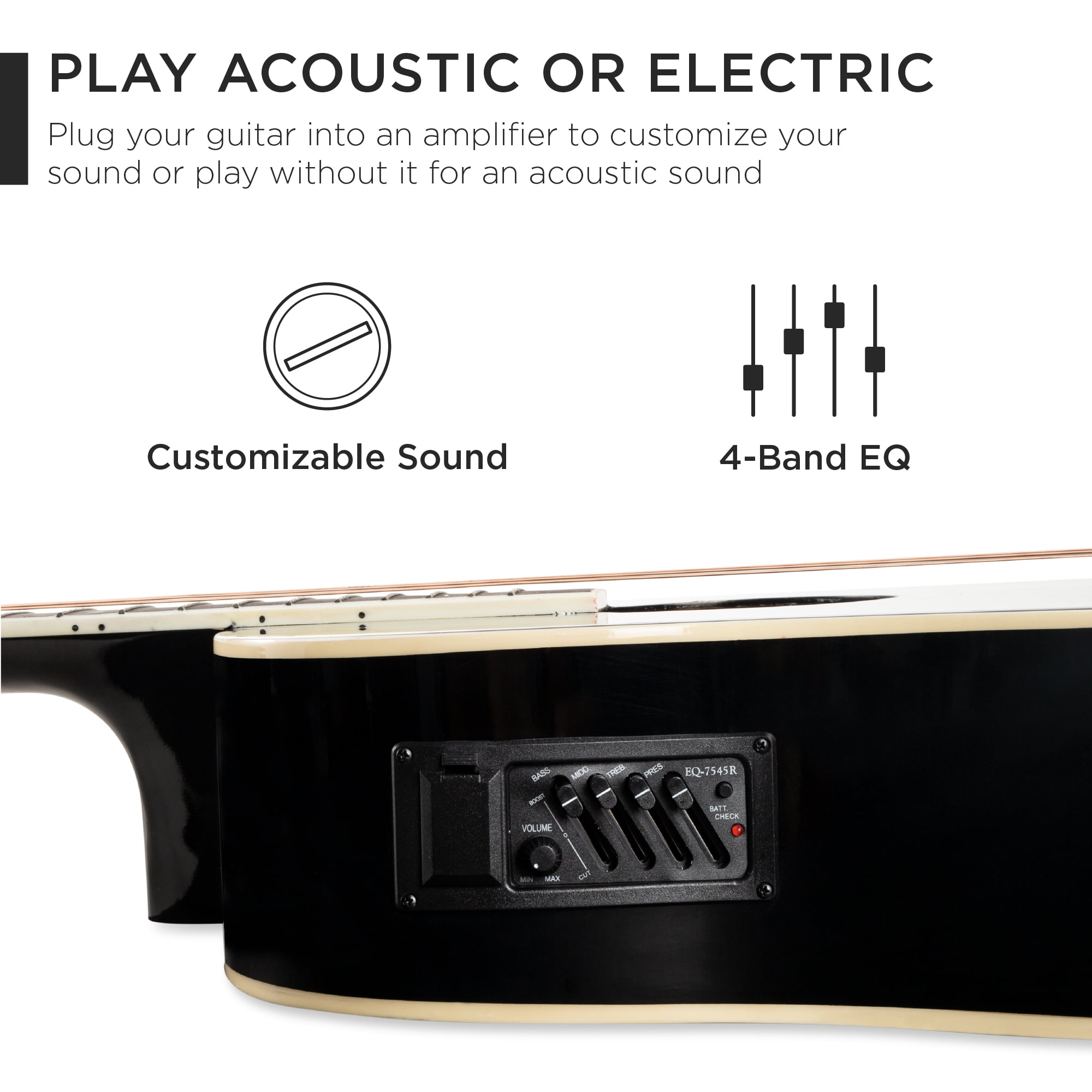 Best Choice Products Beginner Acoustic Electric Guitar Starter Set 41in w/ All Wood Cutaway Design, Case - Black