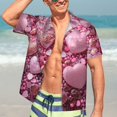 thumbnail image 3 of Fotbe Pink Glitter Heart Candy Hawaiian Shirt for Men Unisex Summer Beach Casual Short Sleeve Cotton Linen Button Down Shirts-Large, 3 of 5