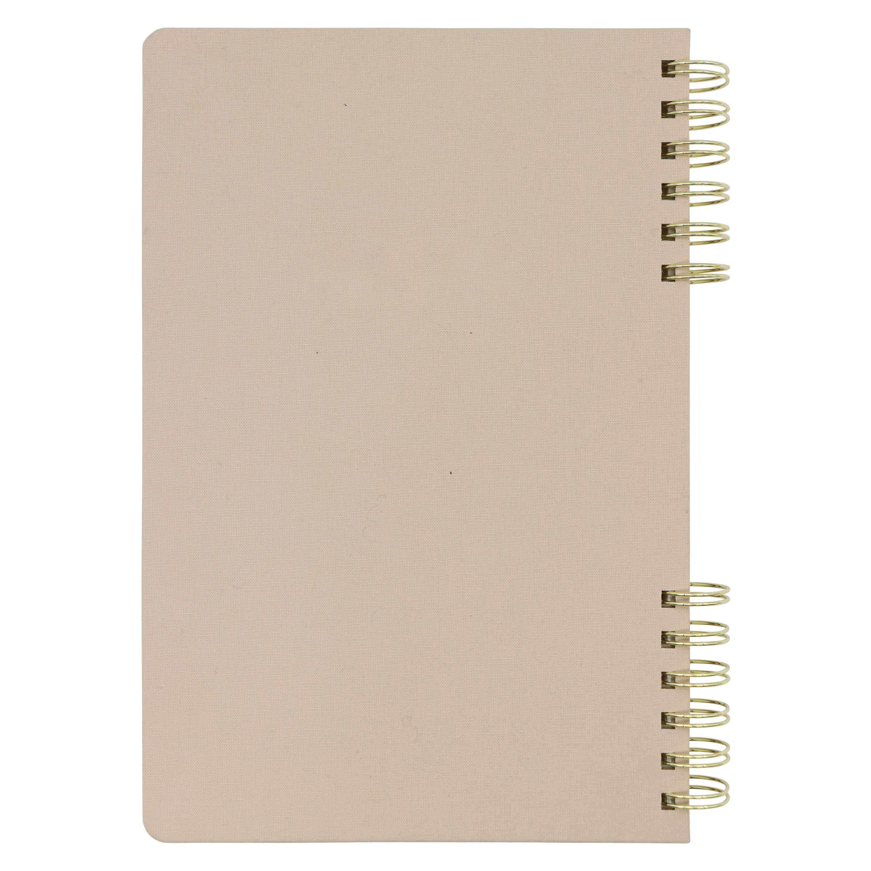 Pen+Gear Brand Tan Fabric Spiral Journal, 7.4"x10", 96 Ruled Sheets