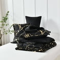 thumbnail image 6 of Flymme Black Marble Comforter Sets Queen Size Bed in a Bag 7 Pieces Modern Gold Marble Texture Bedding Comforter Set with Sheets for All Season, 6 of 8