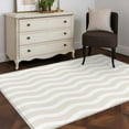 thumbnail image 3 of Cream Stripe 3x5 Area Rugs, Modern Abstract Waves Beige Striped Non-Skid Rubber Backing Large Rectangle Rugs - Living Room Bedroom Home Office, Indoor Floor Mat Carpets Washable Rug, 3 of 9