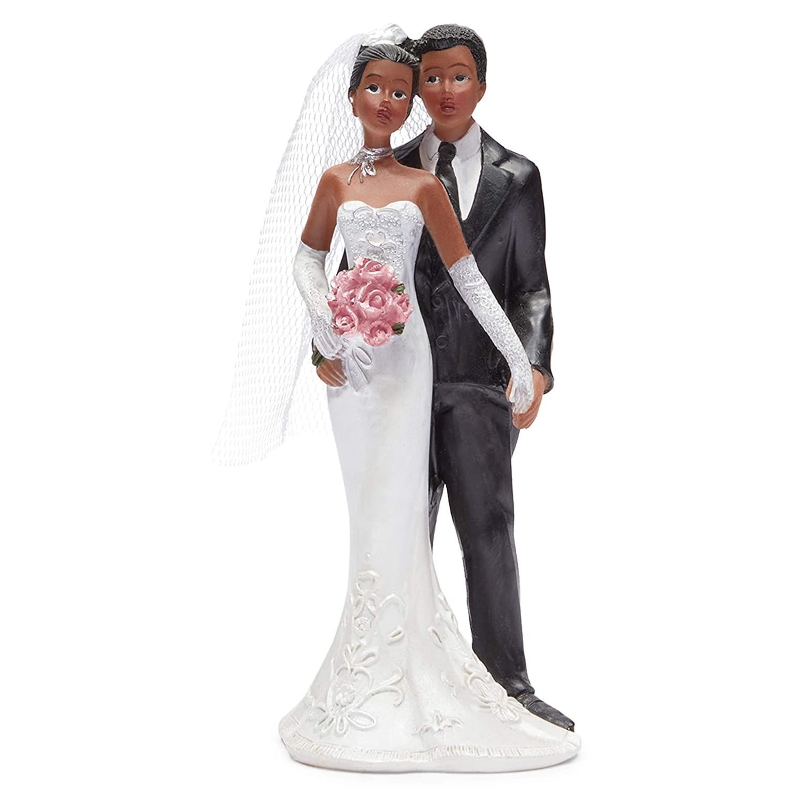 African American Wedding Cake Toppers Bride and Groom Figurine for Party  Supplies, 5 x 1.9 in. - Walmart.com