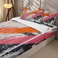 thumbnail image 2 of Erosebridal Orange Pink Brush Strokes Zipper Twin Comforter Sets with Fitted Sheet and 2 Pillowcases, Grunge Watercolor Zipper Bedding Set, Reversible, 2 of 7