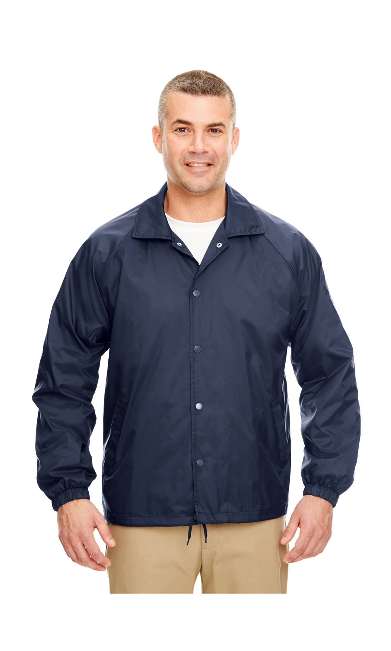Ultraclub Men'S Durable Wind Resistant Brushed Coaches Jacket 