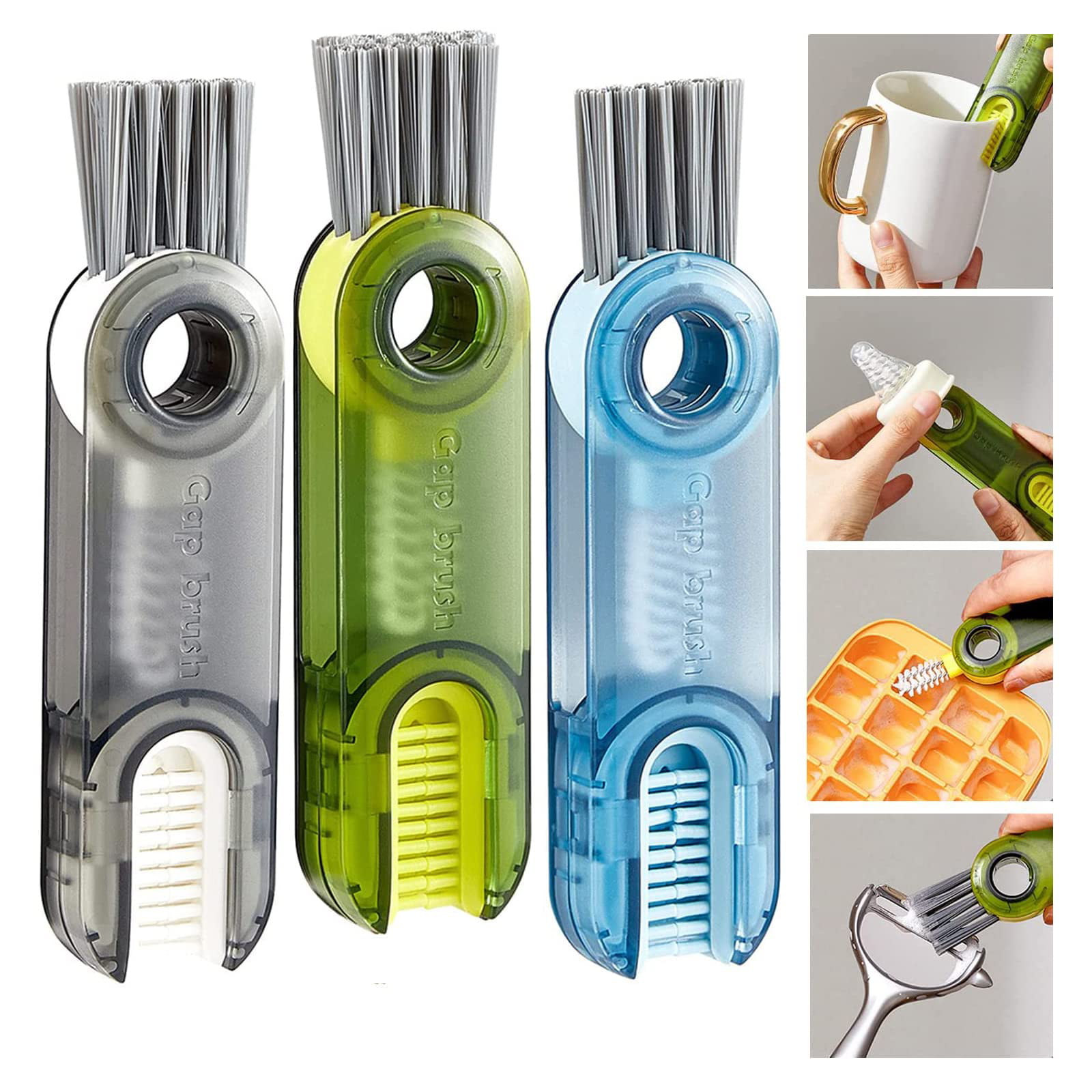  3 in 1 Multipurpose Bottle Gap Cleaner Brush, Tiny Bottle Cup  Lid Detail Brush, Multi-Functional Crevice Cleaning Brush, Cup Lid Crevice Cleaning  Brush for Water Bottle (6Pcs) : Home & Kitchen