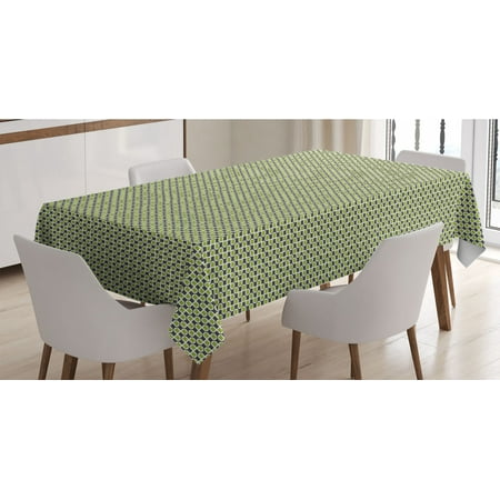 

Abstract Tablecloth Pattern of Symmetric Mini Rectangles Connected with Streaks Rectangle Satin Table Cover Accent for Dining Room and Kitchen 60 X 84 Lime Green Taupe Grey by Ambesonne