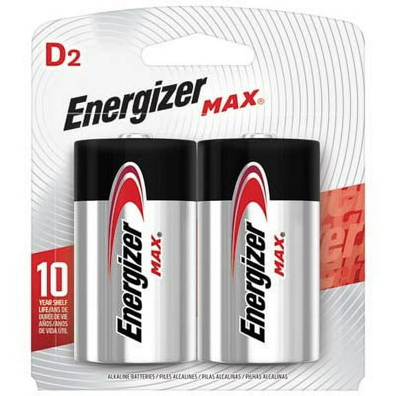 Energizer Alkaline Batteries Size D 1.5 V Blister Pack 2