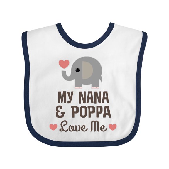 Inktastic Nana and Poppa Love Me Grandchild Elephant Boys or Girls Baby Bib