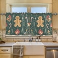 thumbnail image 2 of Yayeee Kitchen Curtains Tier Set of 2 Light Filtering 57"x24" Over Sink Window Panels, Brown Christmas Gingerbread, 2 of 7