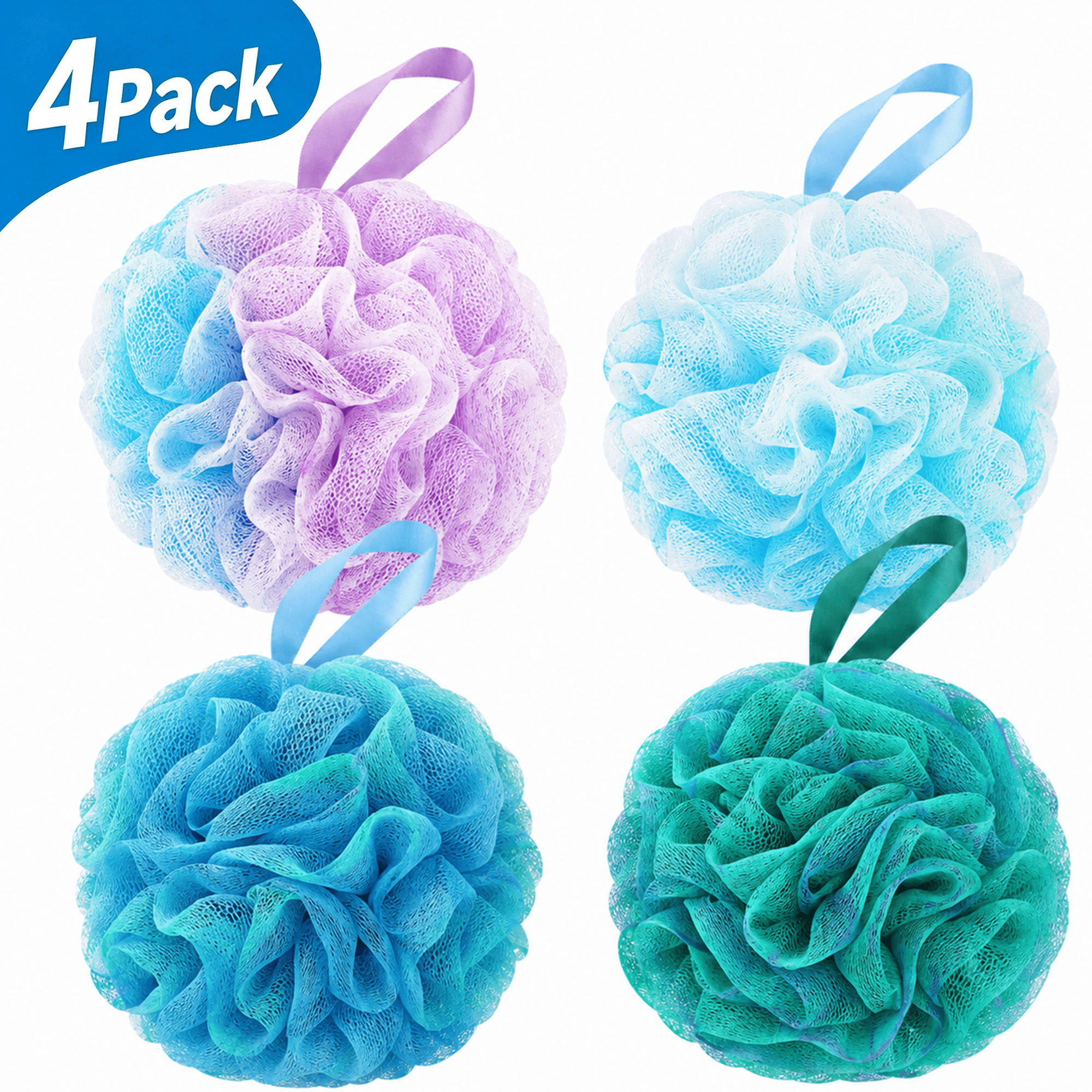 Extra Large Loofah Sponge, 4 Pack Shower Loofah Bath Sponge, 5.9 Inch Colorful Mesh Shower Sponge Loofa Luffa for Gentle Exfoliating Bath & Shower