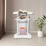 Mobile Desk Height Adjustable Computer Cart Work Station Rolling Presentation Cart Mobile Presentation Stand White