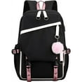 thumbnail image 3 of Mochila para niñas adolescentes Mochila para estudiantes de secundaria Mochila para exteriores con puerto de carga USB (21 litros, blanco negro), 3 of 5