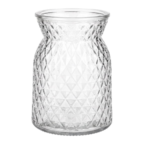 Unique Bargains Modern Geometric Wide Mouth Glass Flower Vase Clear 4.5"x4.5"x6.3"
