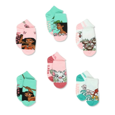 

Disney Princess Moana Toddler Girls 6 Pack Quarter Style Socks with Grippers DP658
