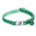 thumbnail image 1 of MPP Two Tone Pawprint Cat Collar Jingle Bell Nylon Ribbon Fits 8" - 12" Choose Color (Green), 1 of 1