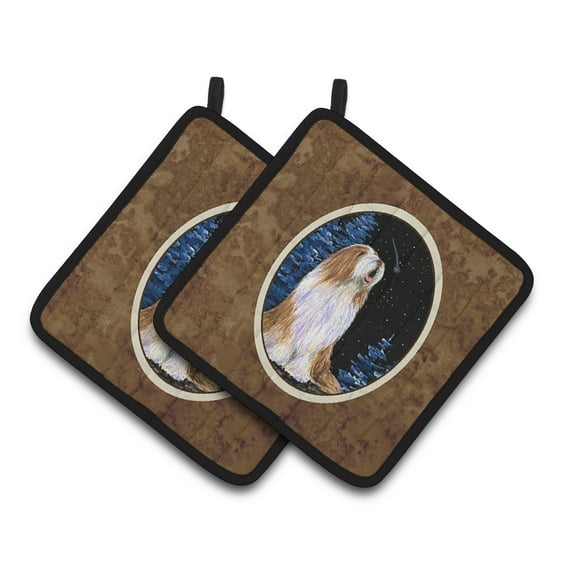 Carolines Treasures SS8467PTHD Starry Night Bearded Collie Pair of Pot Holders, 7.5HX7.5W, multicolor