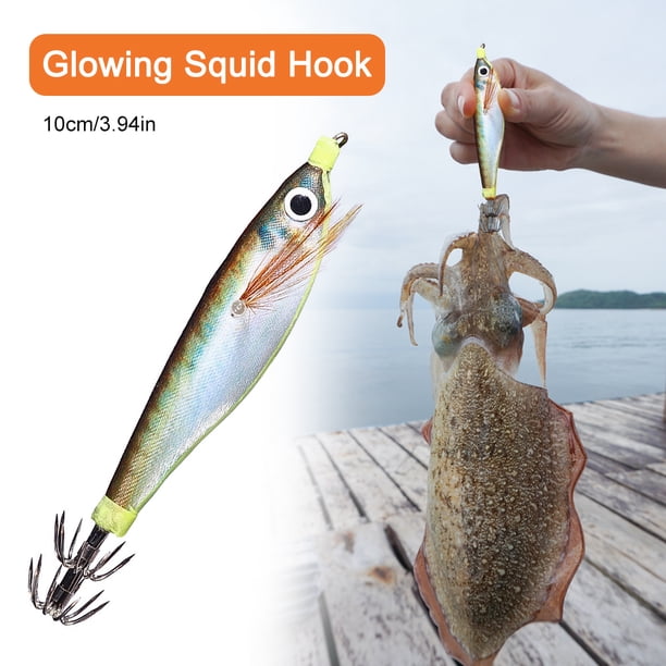 Camarones De Madera Luminosos Señuelo de pesca fluorescente, cebo luminoso de Jigging de 10cm para pesca nocturna en agua dulce