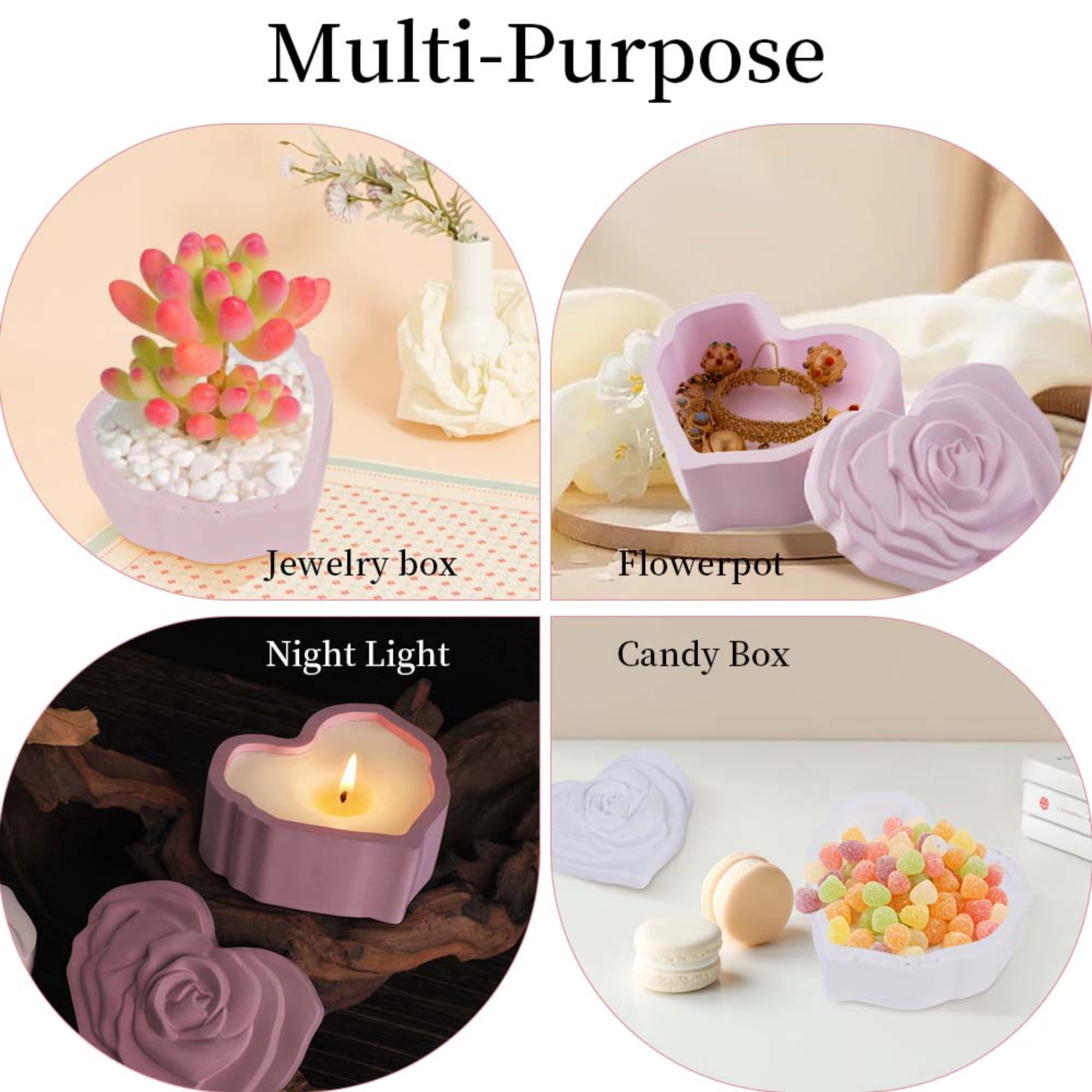 Heart Jars Resin Molds with Lid, Epoxy Molds Silicone for Storage Bottle,Candle Holder,Jewelry Trinket Container, Epoxy Casting Craft, Gifts